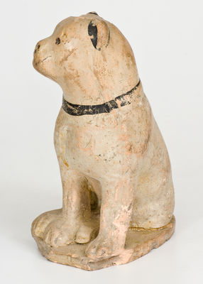 Cold-Painted Stoneware Dog Bank, Midwestern origin, possibly Indiana