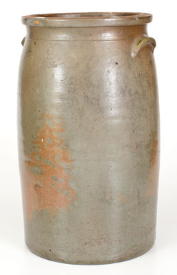 Extremely Rare G. UNSER / JEFFERSONVILLE, Indiana Stoneware Churn w/ Incised Profanity