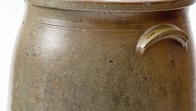 Extremely Rare G. UNSER / JEFFERSONVILLE, Indiana Stoneware Churn w/ Incised Profanity