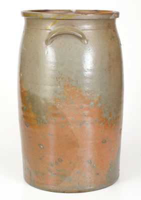 Extremely Rare G. UNSER / JEFFERSONVILLE, Indiana Stoneware Churn w/ Incised Profanity