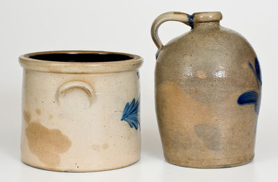 Two Pieces of Cobalt-Decorated Pennsylvania Stoneware, circa 1875