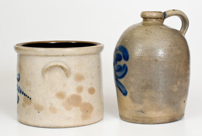 Two Pieces of Cobalt-Decorated Pennsylvania Stoneware, circa 1875