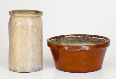 Two Pieces of Bell Pottery, Waynesboro, Pennsylvania origin, circa 1850-80