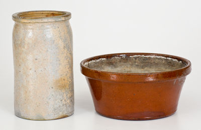 Two Pieces of Bell Pottery, Waynesboro, Pennsylvania origin, circa 1850-80