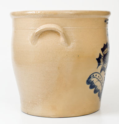 Exceptional A.O. WHITTEMORE / HAVANA, N.Y. Five-Gallon Stoneware Jar w/ Elaborate Floral Design