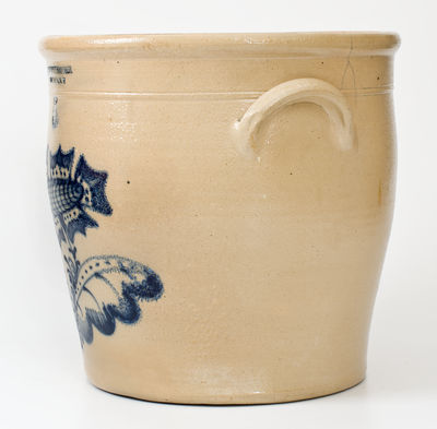 Exceptional A.O. WHITTEMORE / HAVANA, N.Y. Five-Gallon Stoneware Jar w/ Elaborate Floral Design