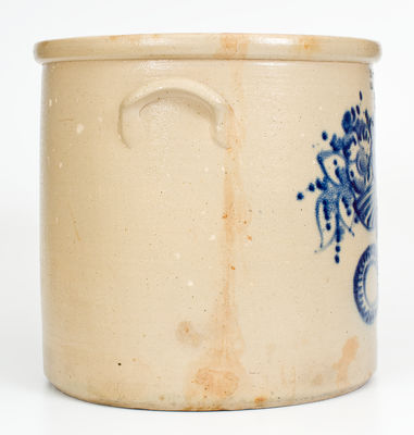 Very Rare Six-Gallon SATTERLEE & MORY / FORT EDWARD, N.Y. Stoneware Crock w/ Snake and Flower Basket Design