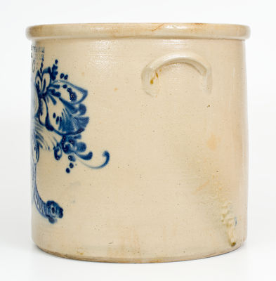 Very Rare Six-Gallon SATTERLEE & MORY / FORT EDWARD, N.Y. Stoneware Crock w/ Snake and Flower Basket Design