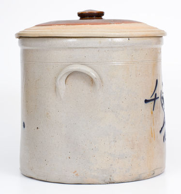 Four-Gallon Stoneware Double Bird Crock attrib. S. Hart, Fulton, New York