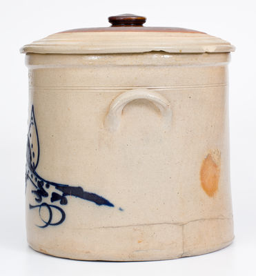 Four-Gallon Stoneware Double Bird Crock attrib. S. Hart, Fulton, New York