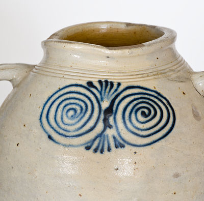 Exceptional and Important 18th Century Stoneware Watchspring Jar, probably Cheesequake, New Jersey