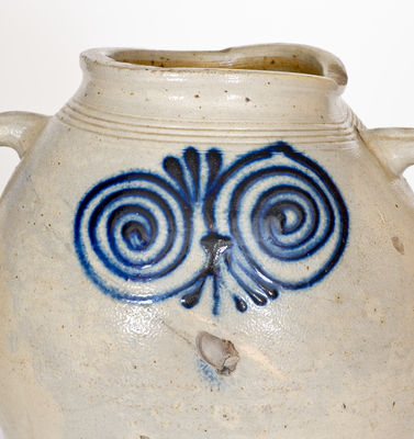 Exceptional and Important 18th Century Stoneware Watchspring Jar, probably Cheesequake, New Jersey