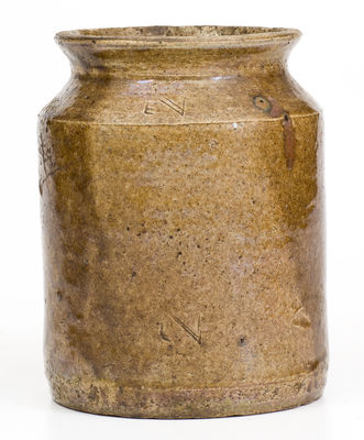 Rare Small-Sized Jar with Alkaline Glaze and Double Letter Stamp, possibly Georgia origin