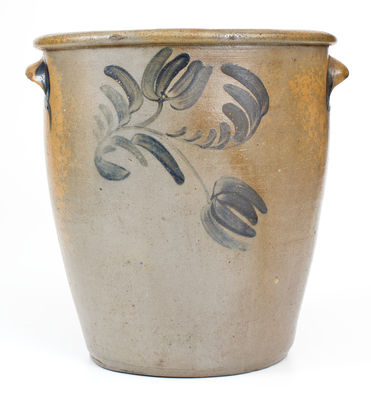 Scarce J. SWANK & CO. / JOHNSTOWN, PA Three-Gallon Stoneware Jar w/ Cobalt Floral Decoration