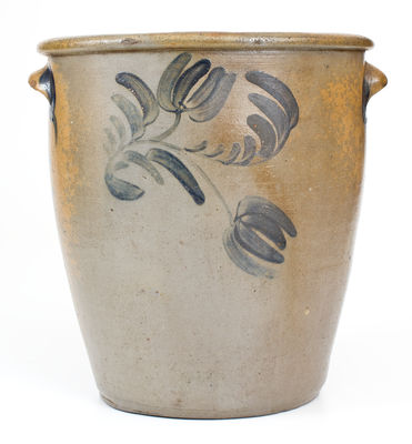 Scarce J. SWANK & CO. / JOHNSTOWN, PA Three-Gallon Stoneware Jar w/ Cobalt Floral Decoration