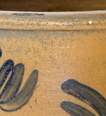 Scarce J. SWANK & CO. / JOHNSTOWN, PA Three-Gallon Stoneware Jar w/ Cobalt Floral Decoration