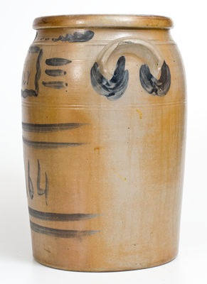 Scarce Four-Gallon attrib. A.P. Donaghho, Fredericktown, PA Stoneware Jar Dated 1864