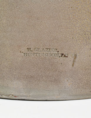 Scarce H. GLAZIER. / HUNTINGDON, PA Manganese-Decorated Stoneware Jar, c1831-54