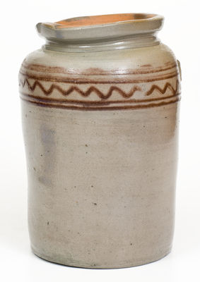Rare attrib. Henry Glazier, Huntingdon, Pennsylvania Stoneware Jar w/ Slip-Trailed Manganese Decoration
