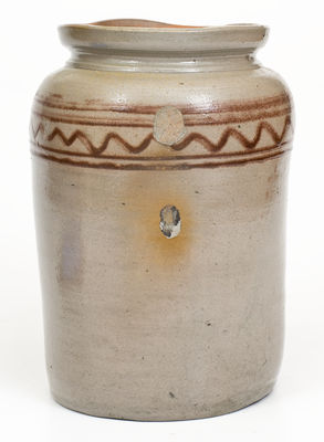 Rare attrib. Henry Glazier, Huntingdon, Pennsylvania Stoneware Jar w/ Slip-Trailed Manganese Decoration