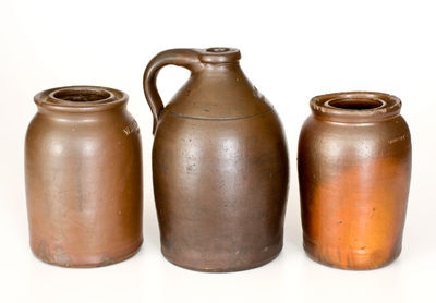 Three Small Pieces of  Thomas Family, Huntingdon, PA Albany-Glazed Stoneware