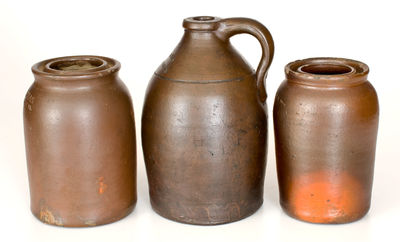 Three Small Pieces of  Thomas Family, Huntingdon, PA Albany-Glazed Stoneware