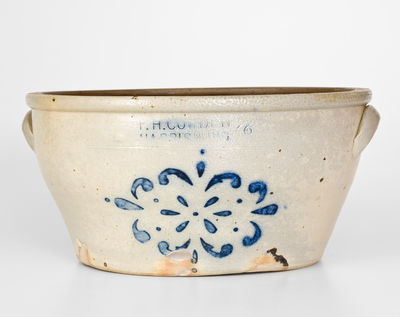 Unusual F.H. COWDEN / HARRISBURG, PA Stoneware Bowl w/ Stenciled Cobalt Decoration
