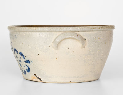 Unusual F.H. COWDEN / HARRISBURG, PA Stoneware Bowl w/ Stenciled Cobalt Decoration