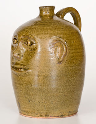 Alkaline-Glazed REGGIE MEADERS (Georgia) Stoneware Face Jug, late 20th century