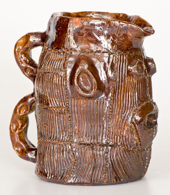 Rare Glazed American Stoneware Face Pitcher, probably Midwestern, late 19th or early 20th century