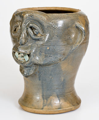 Rare Glazed Stoneware Face Urn, Southern U.S. origin, 20th century