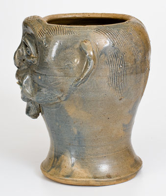 Rare Glazed Stoneware Face Urn, Southern U.S. origin, 20th century