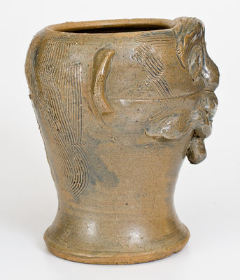 Rare Glazed Stoneware Face Urn, Southern U.S. origin, 20th century