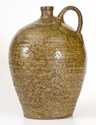 Alkaline-Glazed Southern Stoneware Jug with Two Impressed Slash Marks