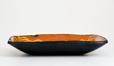 Philadelphia Redware Loaf Dish with Yellow Slip Decoration