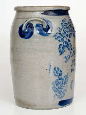 Scarce 4 Gal. Western PA Stoneware Jar w/ "John Appel / Pittsburgh" Stenciled Advertising