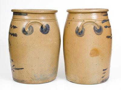 Two Five-Gallon Cobalt-Decorated Stoneware Jar, R.T. Williams, New Geneva, PA, circa 1880