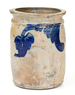 Half-Gallon SOLOMON BELL / STRASBURG / Va. Stoneware Jar w/ Cobalt Floral Decoration