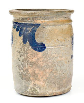 Half-Gallon SOLOMON BELL / STRASBURG / Va. Stoneware Jar w/ Cobalt Floral Decoration