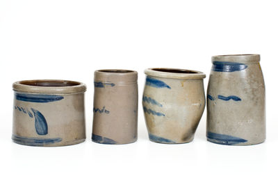 Four Pieces of Western PA Stoneware w/ Cobalt Stripe Decoration