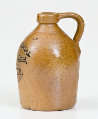 CENTENNIAL / JULY 4TH, 1876 Miniature Stoneware Jug, probably E. & L. P. Norton, Bennington, VT