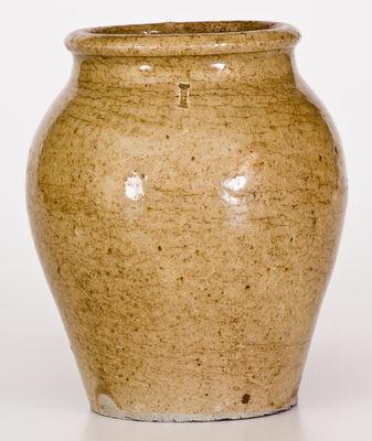 Rare Small-Sized attrib. Pottersville Pottery, Edgefield District, SC Stoneware Jar w/ Stamped 