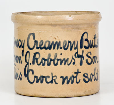 Rare Small-Sized Fancy Creamery Butter Crock, Fulper, Flemington, NJ for Long Island Merchant