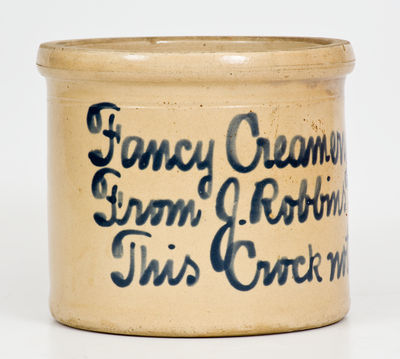 Rare Small-Sized "Fancy Creamery Butter" Crock, Fulper, Flemington, NJ for Long Island Merchant