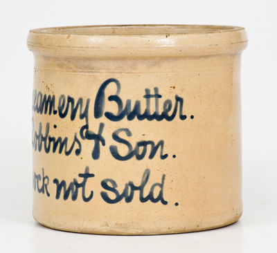 Rare Small-Sized "Fancy Creamery Butter" Crock, Fulper, Flemington, NJ for Long Island Merchant