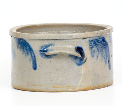 Baltimore Stoneware Butter Crock w/ Cobalt Floral Decoration