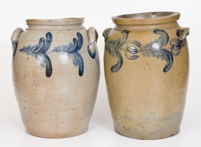 Two Four-Gallon Cobalt-Decorated Baltimore Stoneware Jars