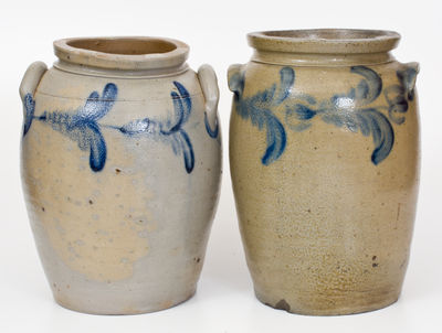 Two Four-Gallon Cobalt-Decorated Baltimore Stoneware Jars