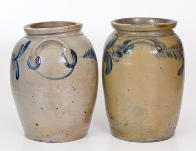 Two Four-Gallon Cobalt-Decorated Baltimore Stoneware Jars