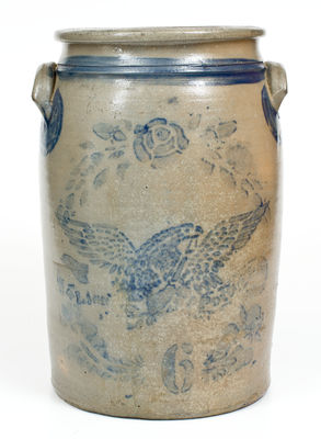 Six-Gallon LION POTTERY (Alexander Conrad, New Geneva, PA) Stoneware Jar